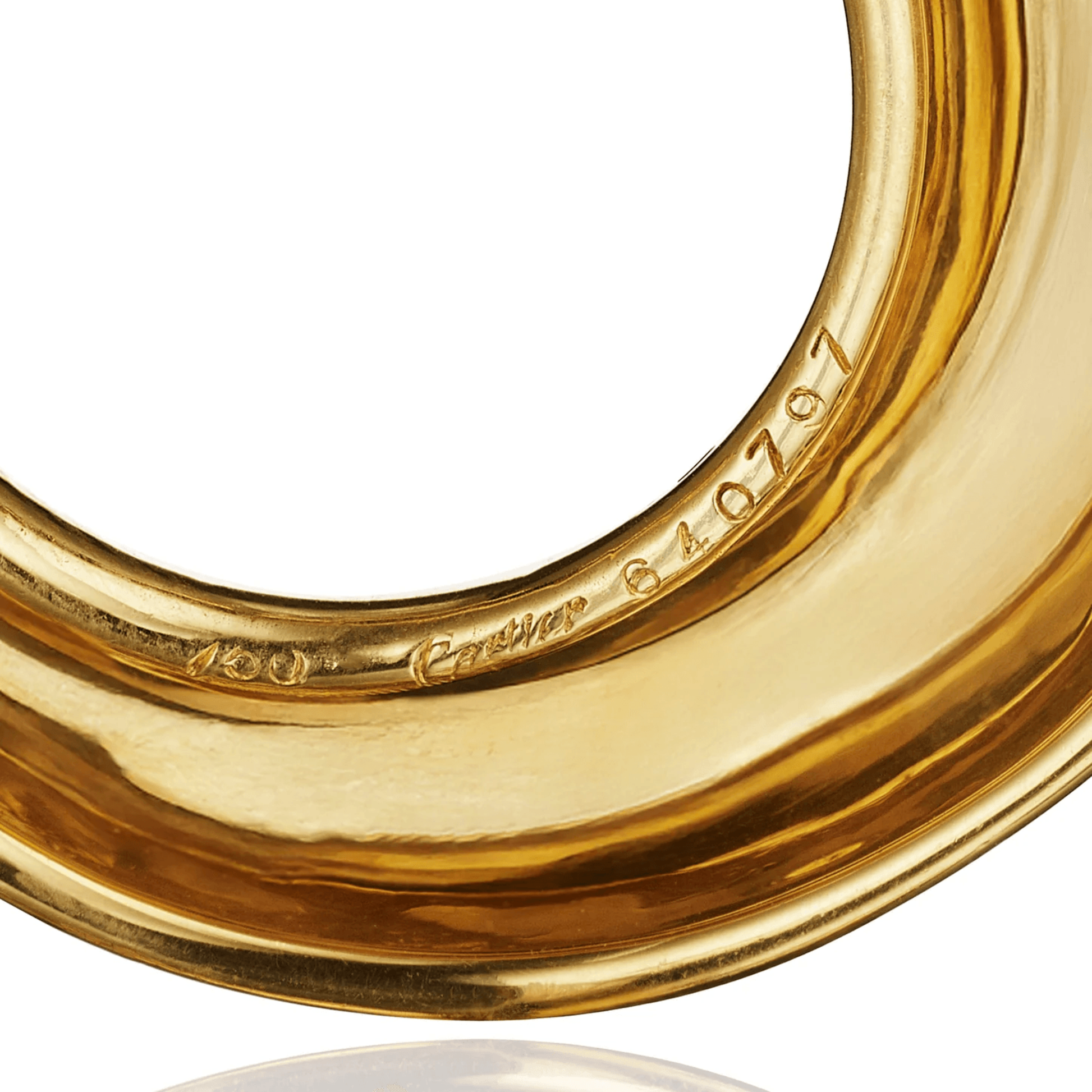 Cartier Paris Post-1980s 18KT Yellow Gold Enamel Earrings signature