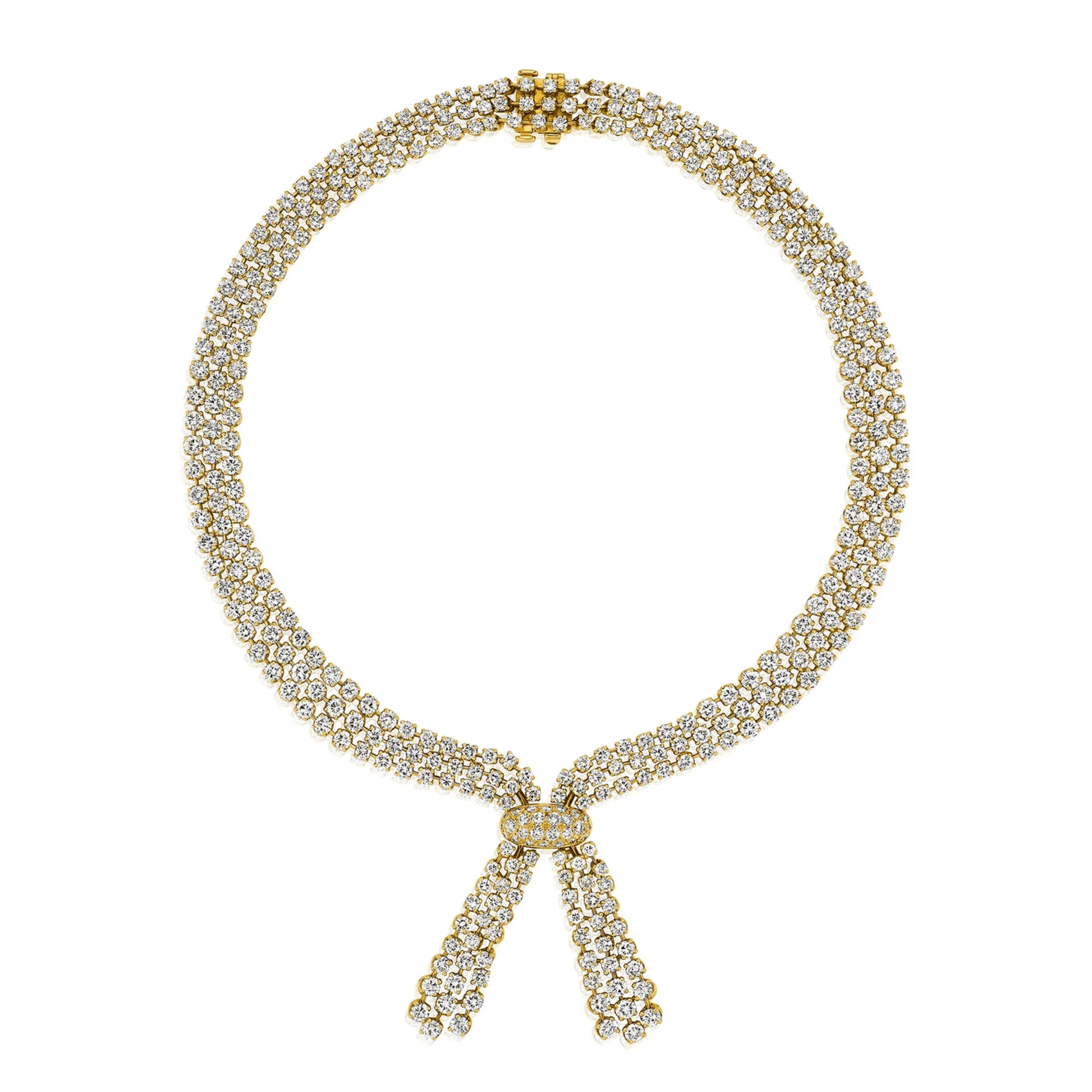 Cartier Paris 1980s 18KT Yellow Gold Diamond Necklace front