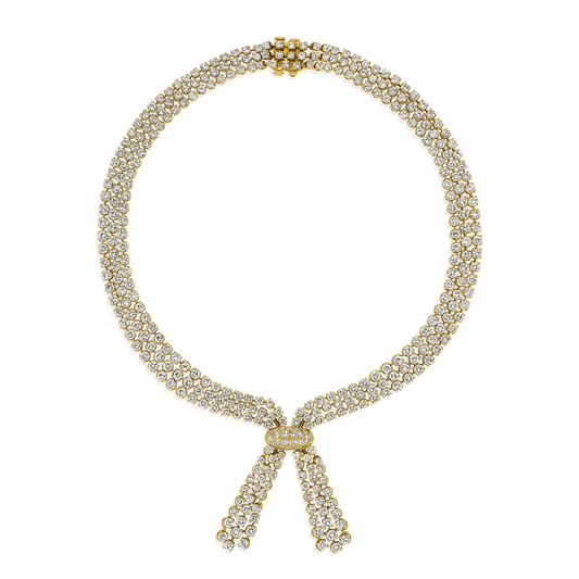 Cartier Paris 1980s 18KT Yellow Gold Diamond Necklace front