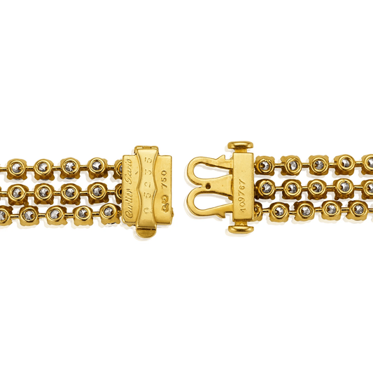 Cartier Paris 1980s 18KT Yellow Gold Diamond Necklace signature