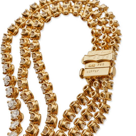 Cartier Paris 1980s 18KT Yellow Gold Diamond Necklace signature