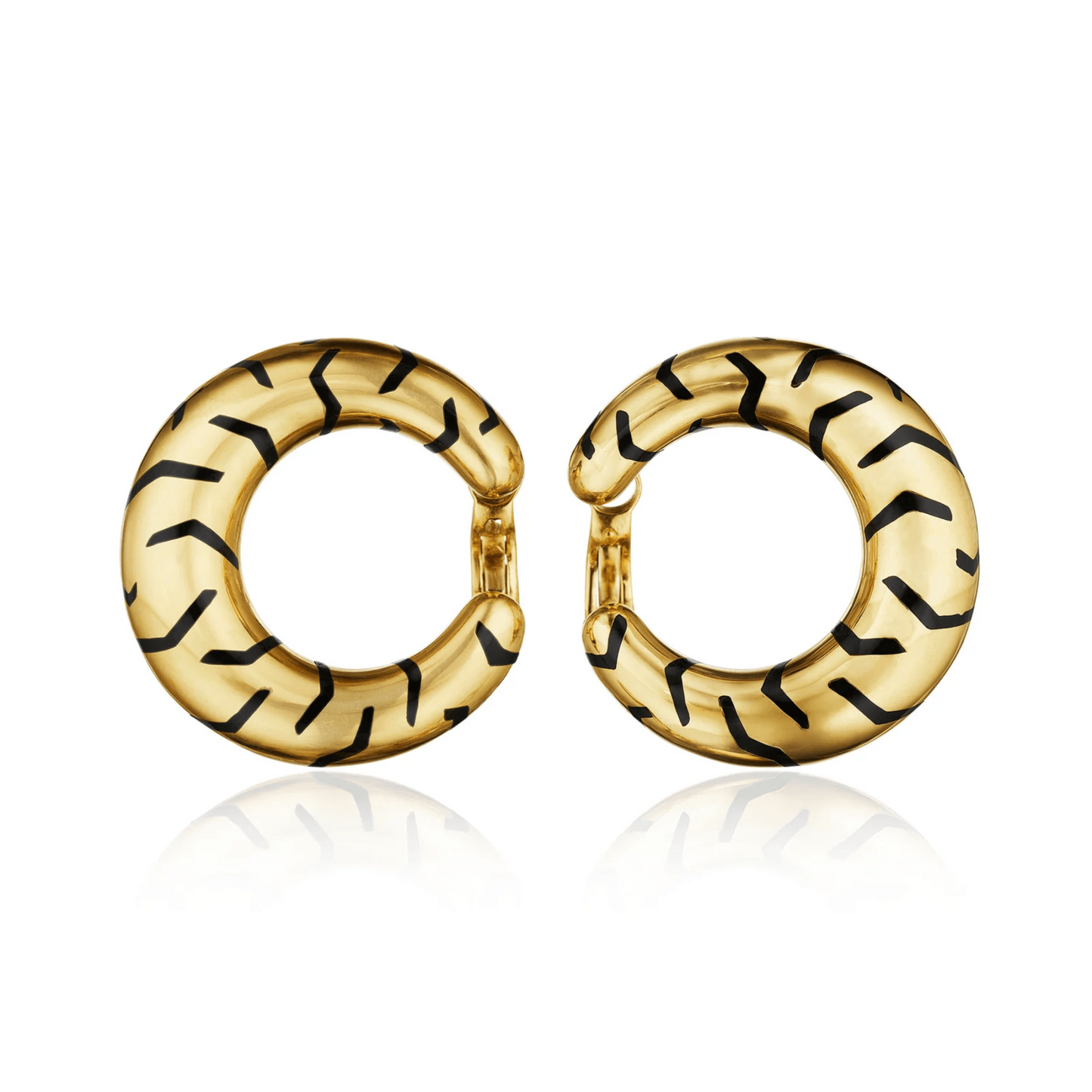 Cartier Paris Post-1980s 18KT Yellow Gold Enamel Earrings front
