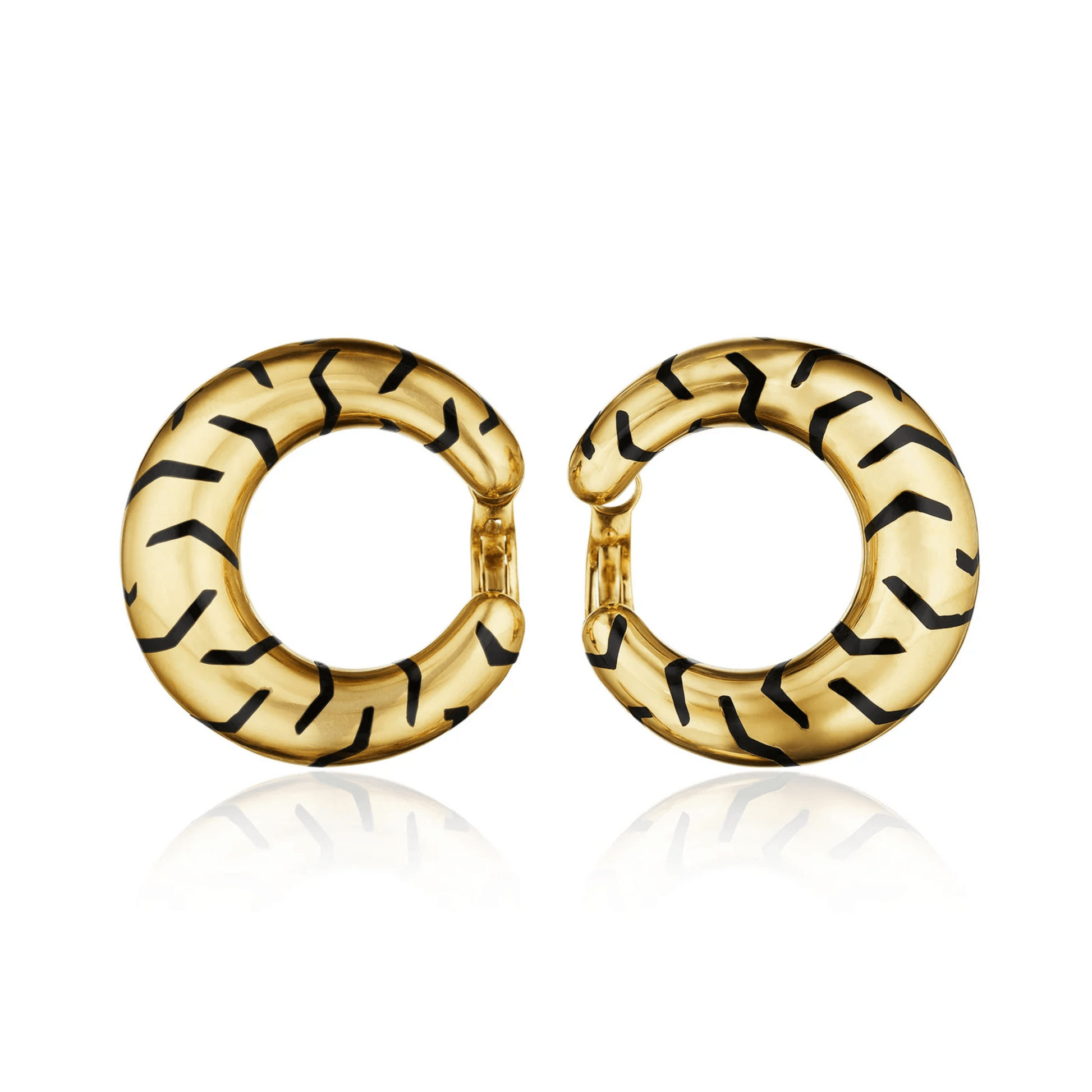 Cartier Paris Post-1980s 18KT Yellow Gold Enamel Earrings front
