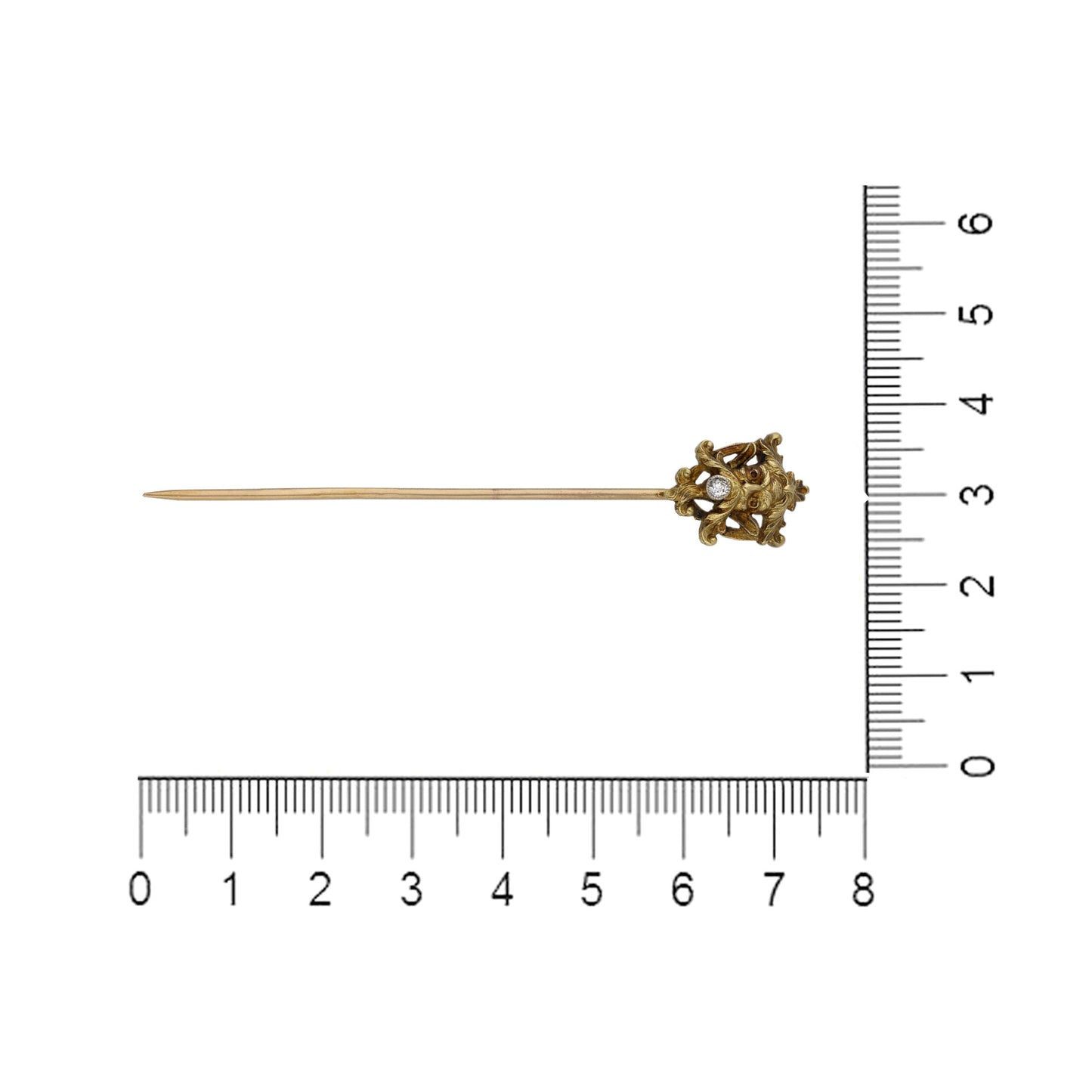 French Art Nouveau 18KT Yellow Gold Diamond Cufflink & Pin Set measurement