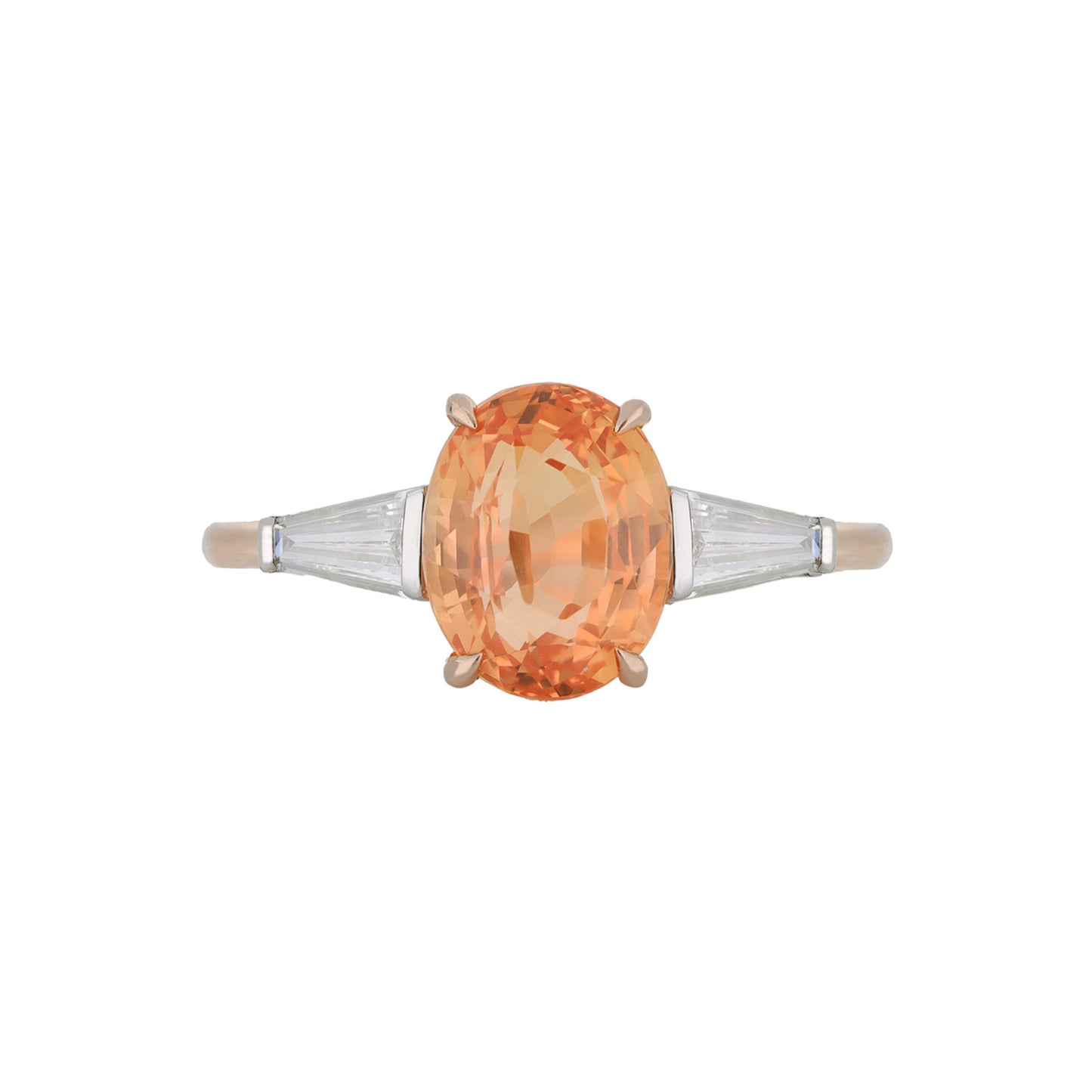 1980s 18KT Rose Gold Sapphire & Diamond Ring front