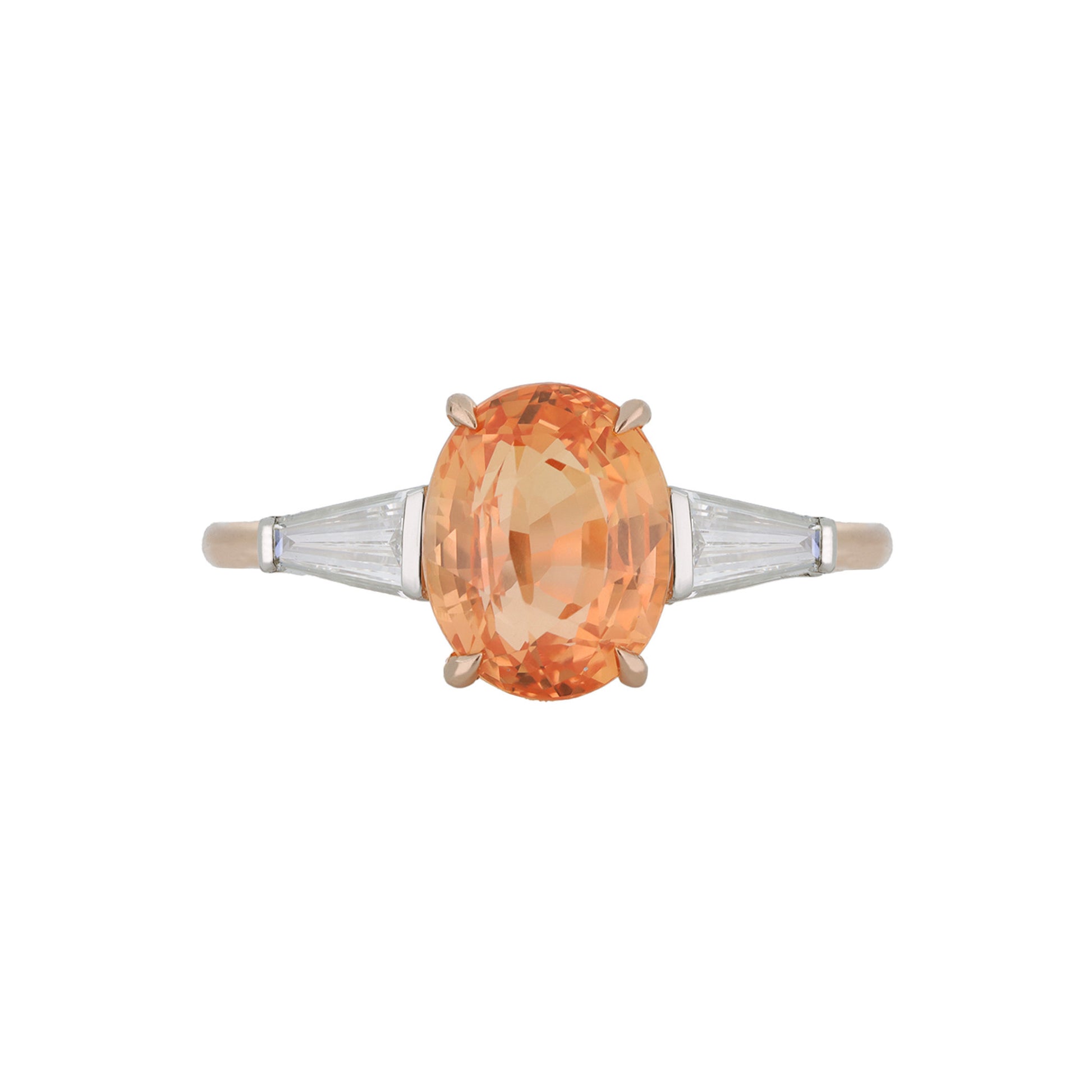 1980s 18KT Rose Gold Sapphire & Diamond Ring front