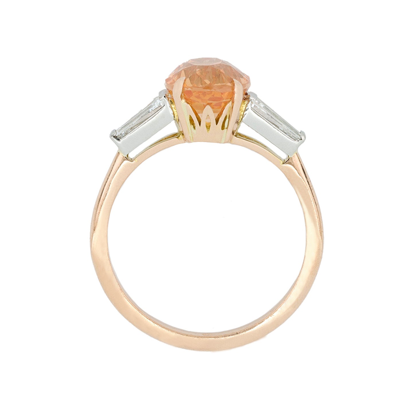 1980s 18KT Rose Gold Sapphire & Diamond Ring profile
