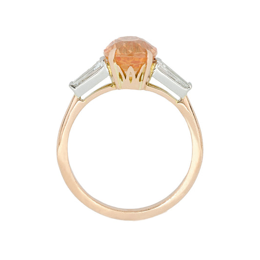 1980s 18KT Rose Gold Sapphire & Diamond Ring profile