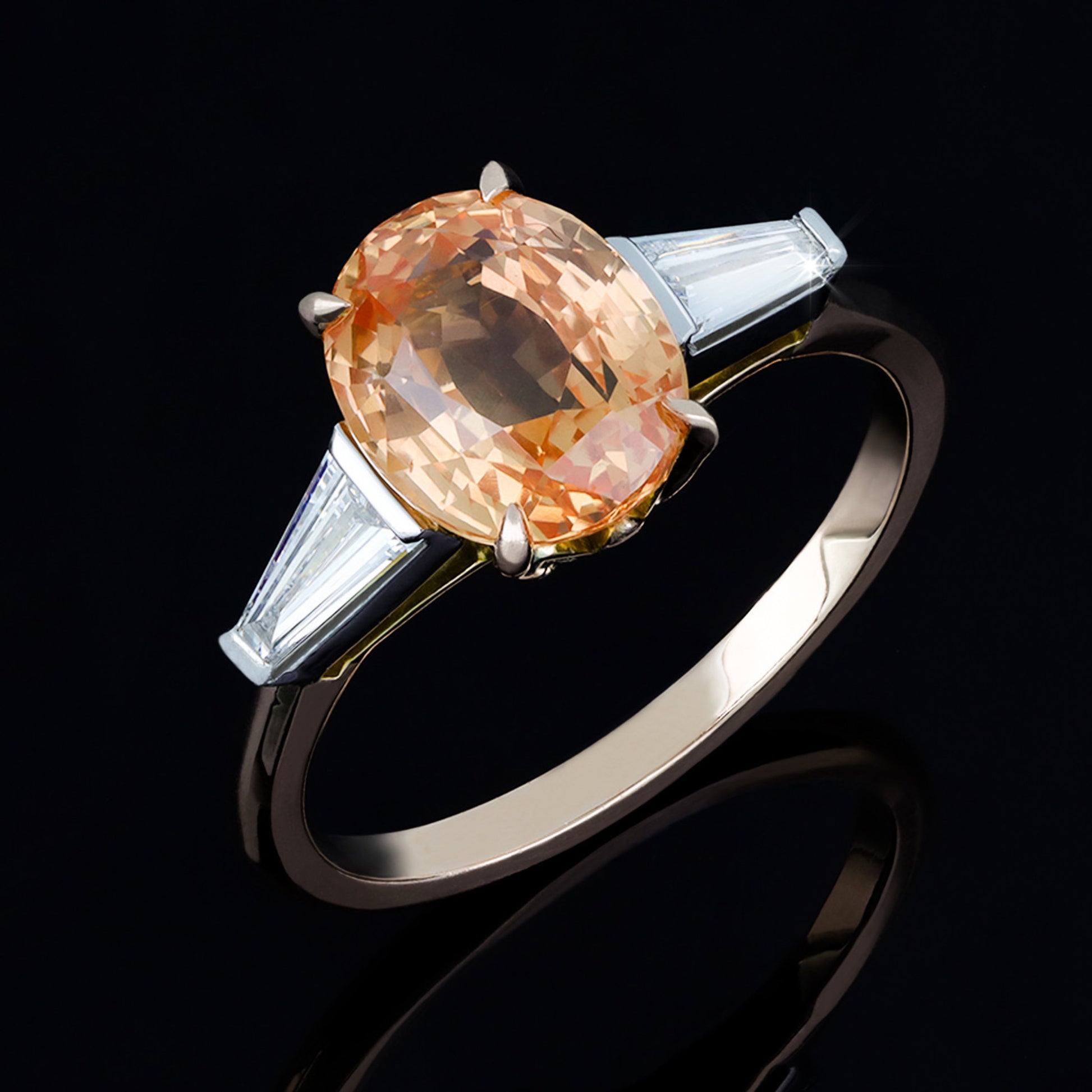 1980s 18KT Rose Gold Sapphire & Diamond Ring front