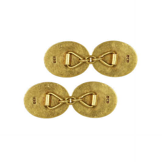 Victorian 18KT Yellow Gold Enamel Dog Cufflinks back