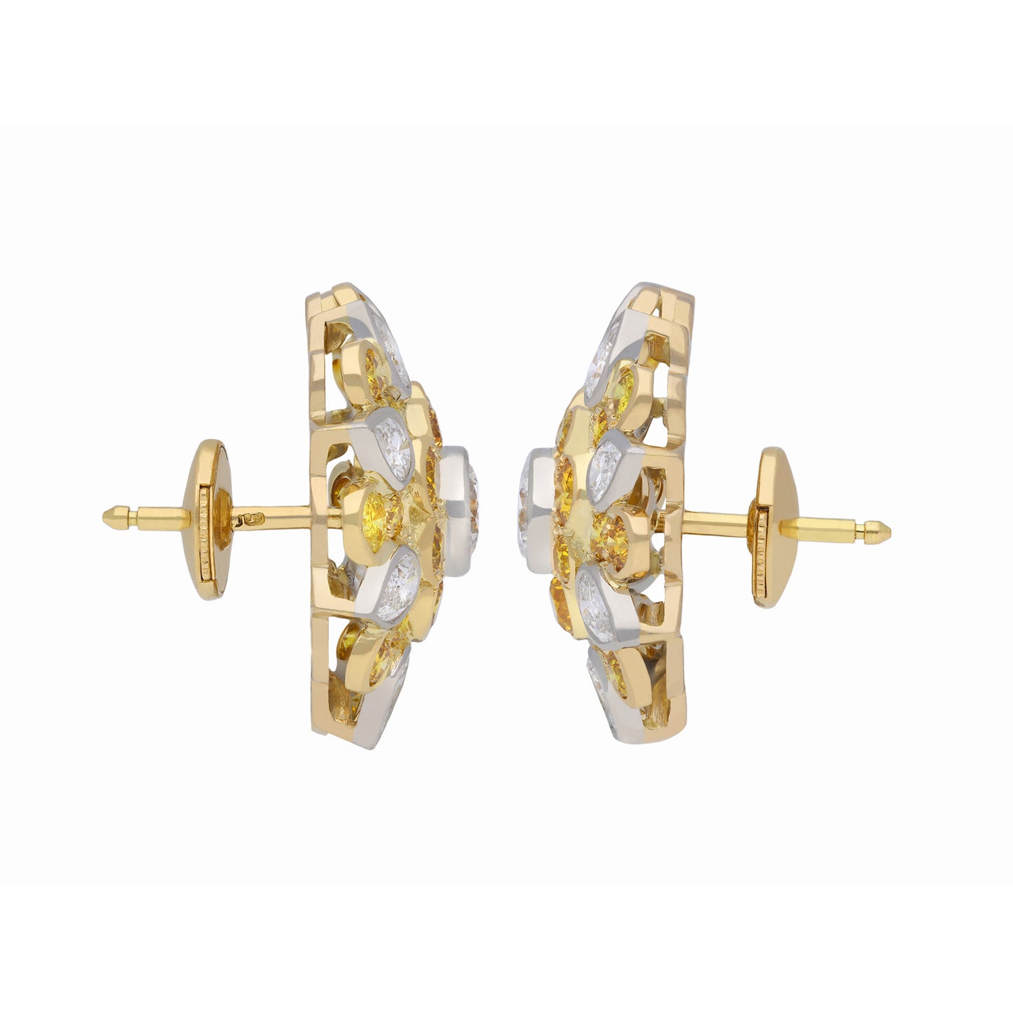 Kutchinsky London 1970s 18KT Yellow Gold Diamond Earrings side