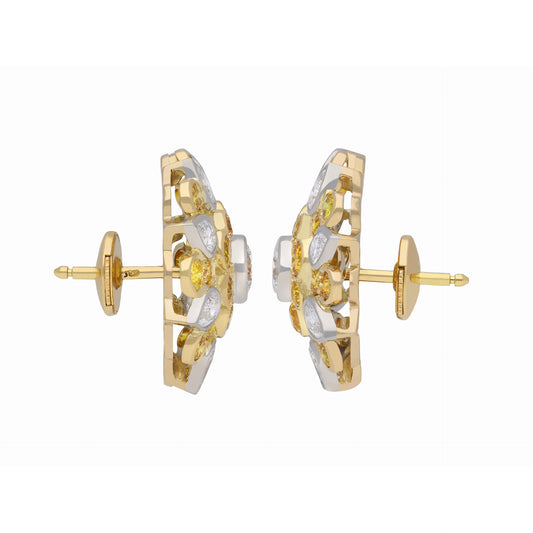 Kutchinsky London 1970s 18KT Yellow Gold Diamond Earrings side