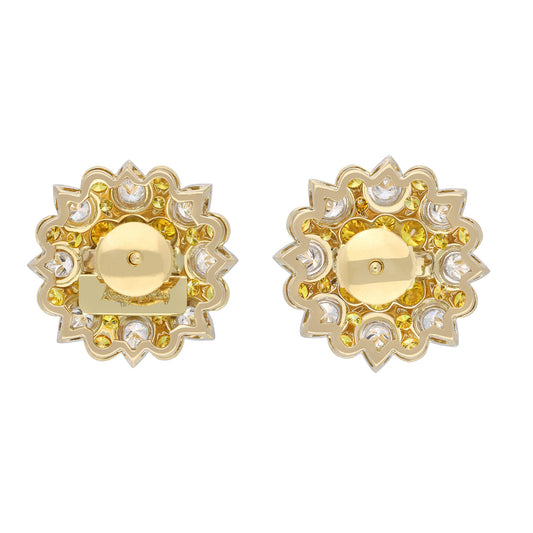 Kutchinsky London 1970s 18KT Yellow Gold Diamond Earrings back