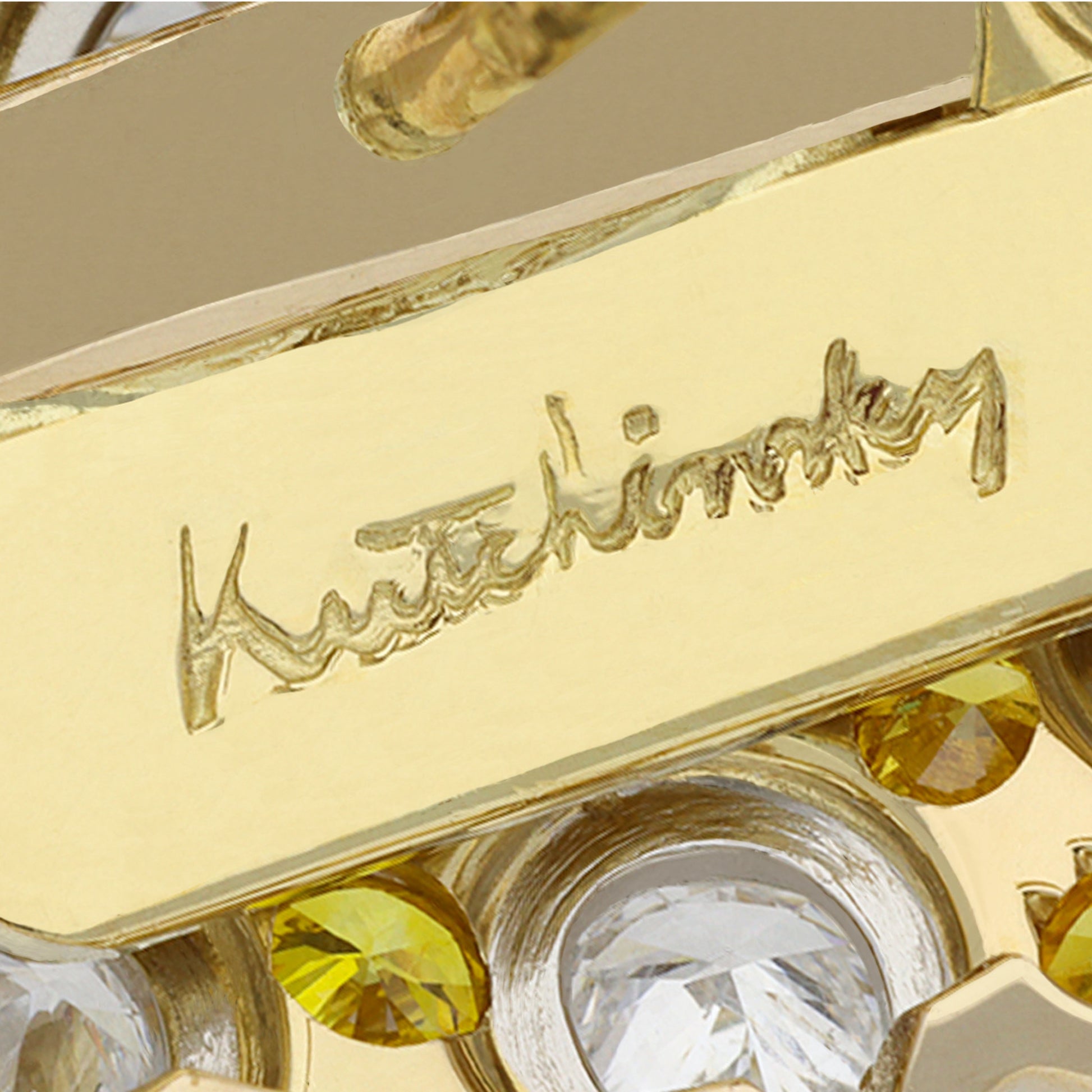 Kutchinsky London 1970s 18KT Yellow Gold Diamond Earrings signature