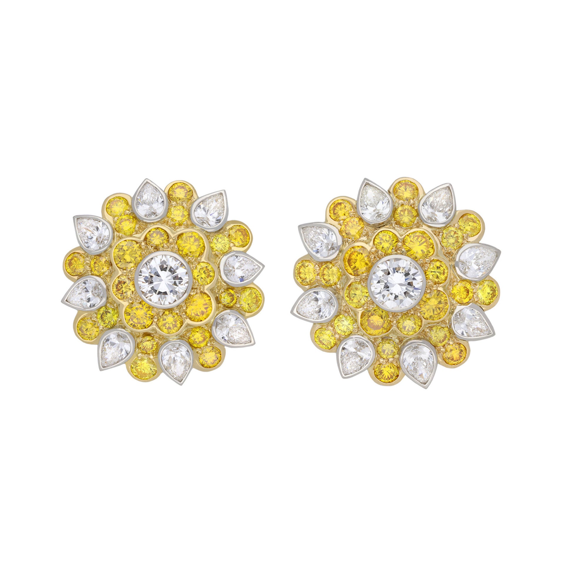 Kutchinsky London 1970s 18KT Yellow Gold Diamond Earrings front
