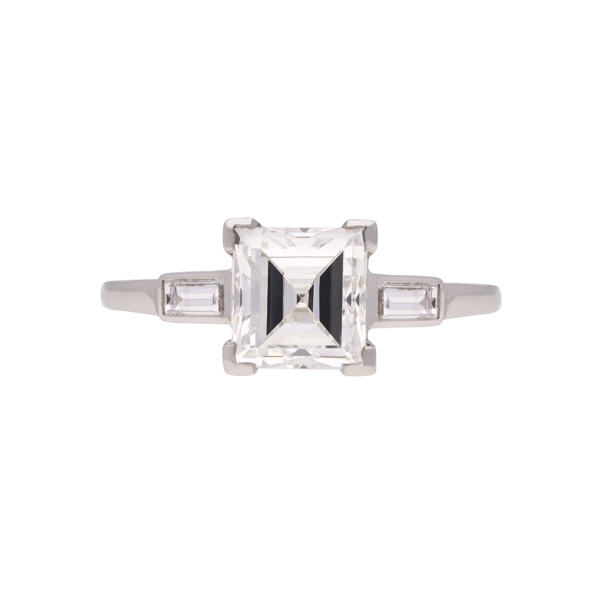 American Art Deco Platinum Diamond Ring front