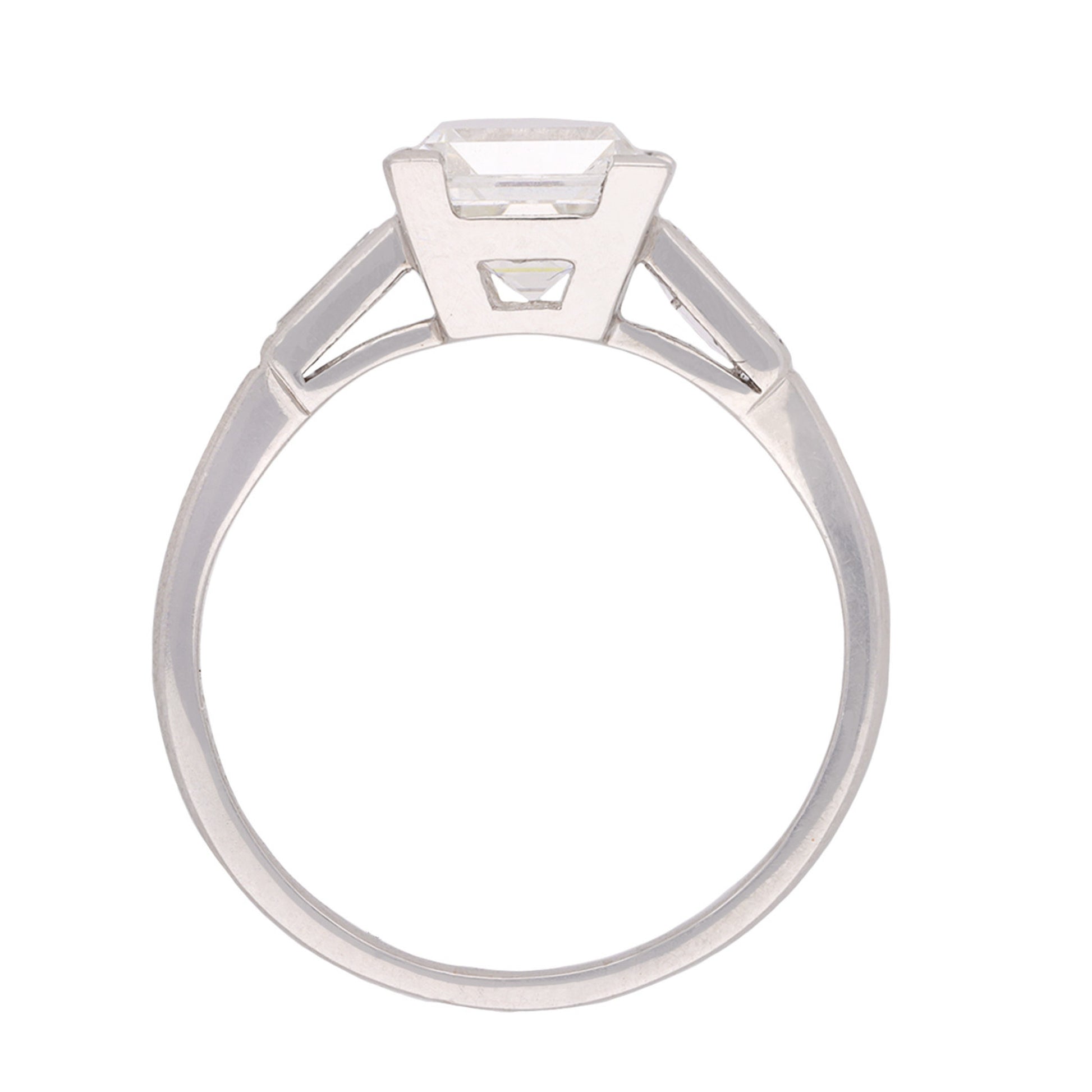 American Art Deco Platinum Diamond Ring profile