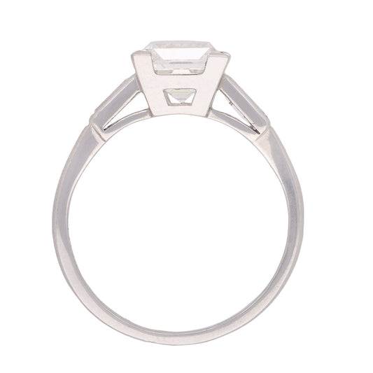 American Art Deco Platinum Diamond Ring profile