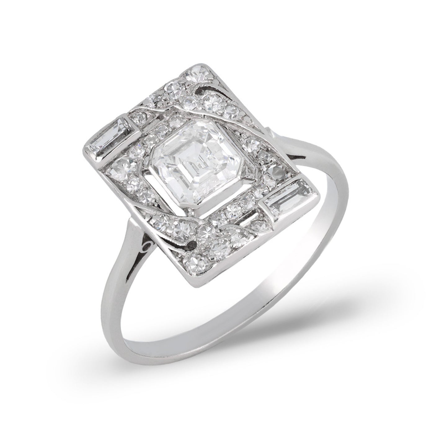 Art Deco Platinum Diamond Ring front