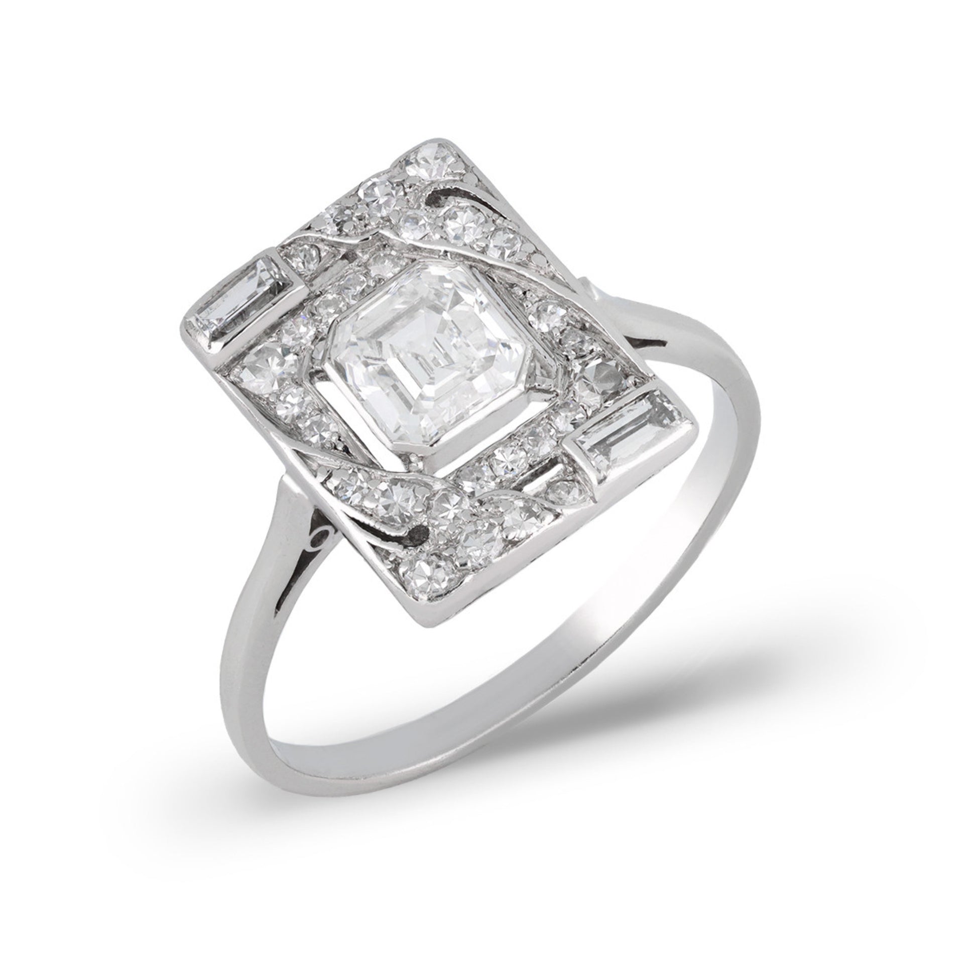 Art Deco Platinum Diamond Ring front