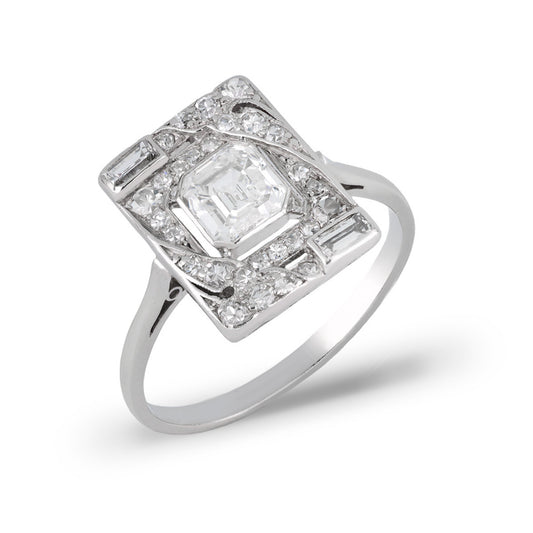 Art Deco Platinum Diamond Ring front