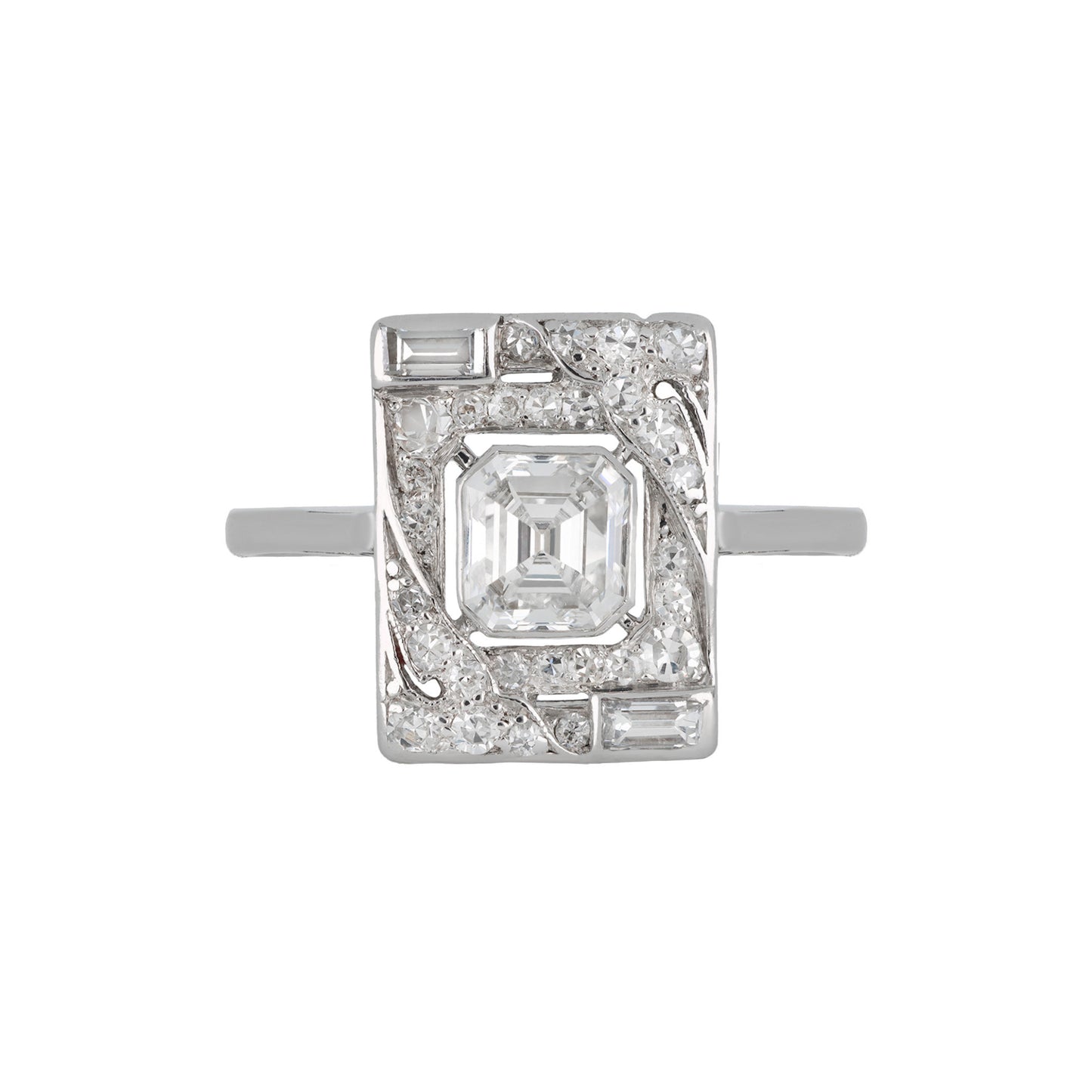 Art Deco Platinum Diamond Ring front