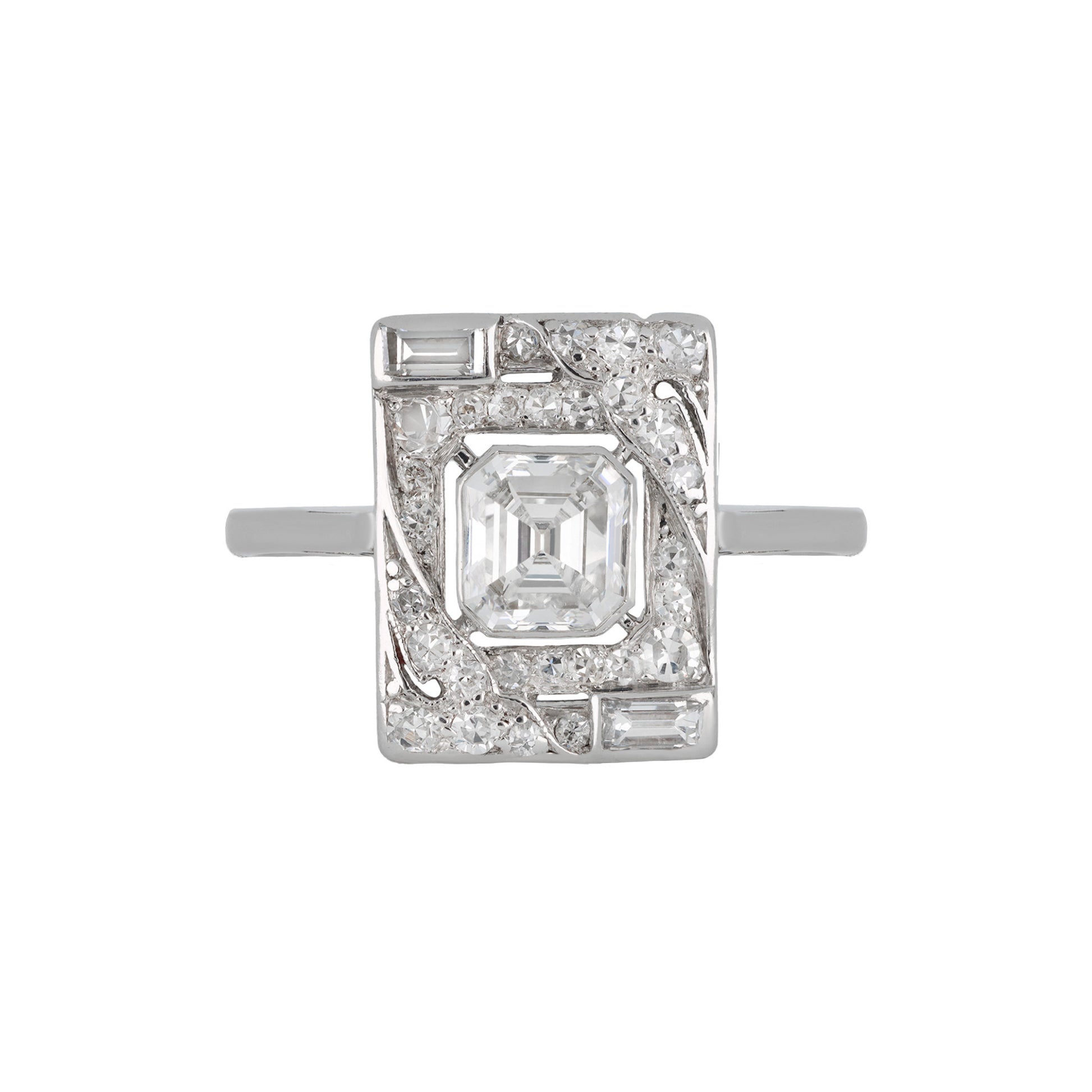 Art Deco Platinum Diamond Ring front