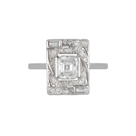 Art Deco Platinum Diamond Ring front