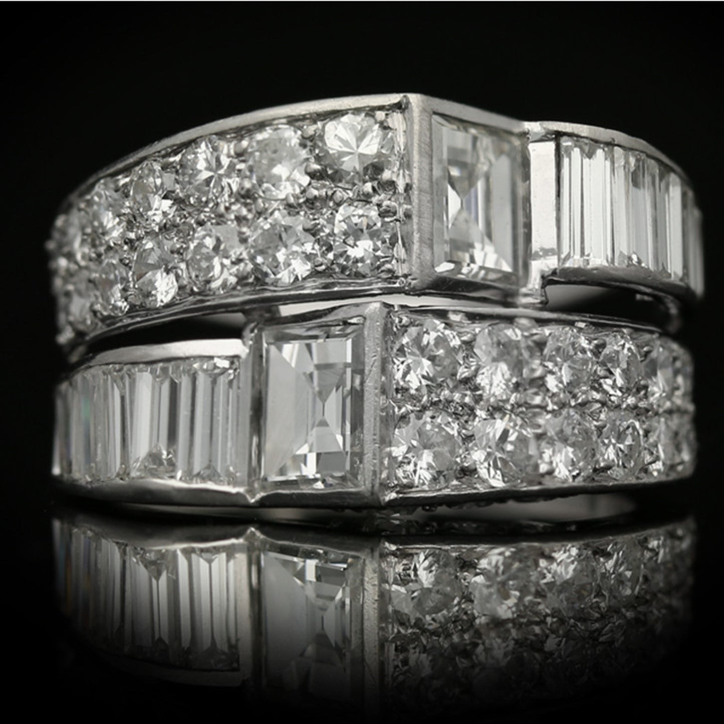 Art Deco Platinum Diamond Ring front
