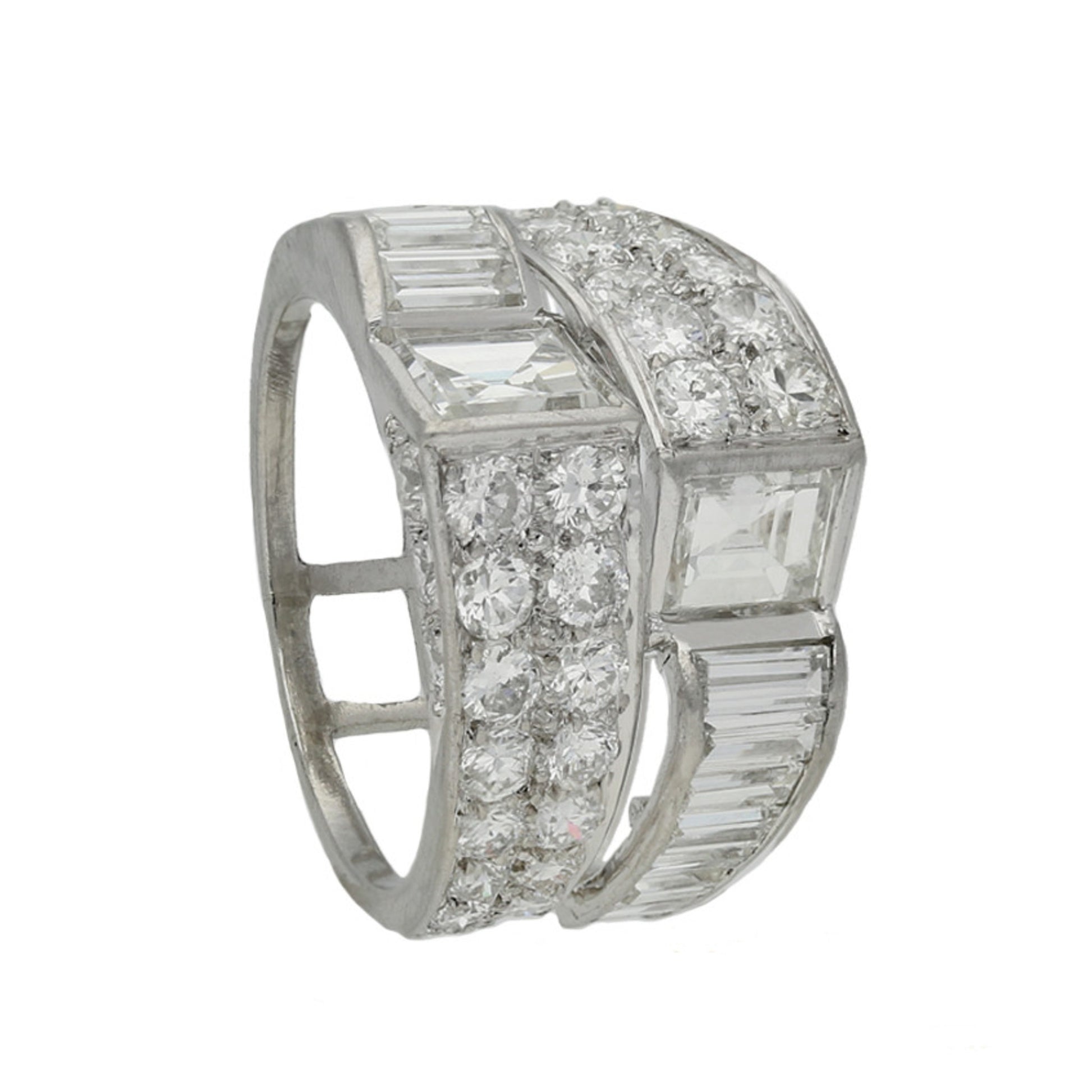 Art Deco Platinum Diamond Ring front