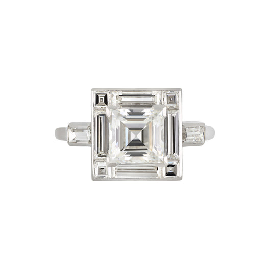 Cartier London Art Deco Platinum Diamond Ring front