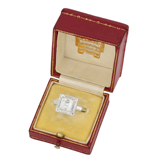 Cartier London Art Deco Platinum Diamond Ring in box