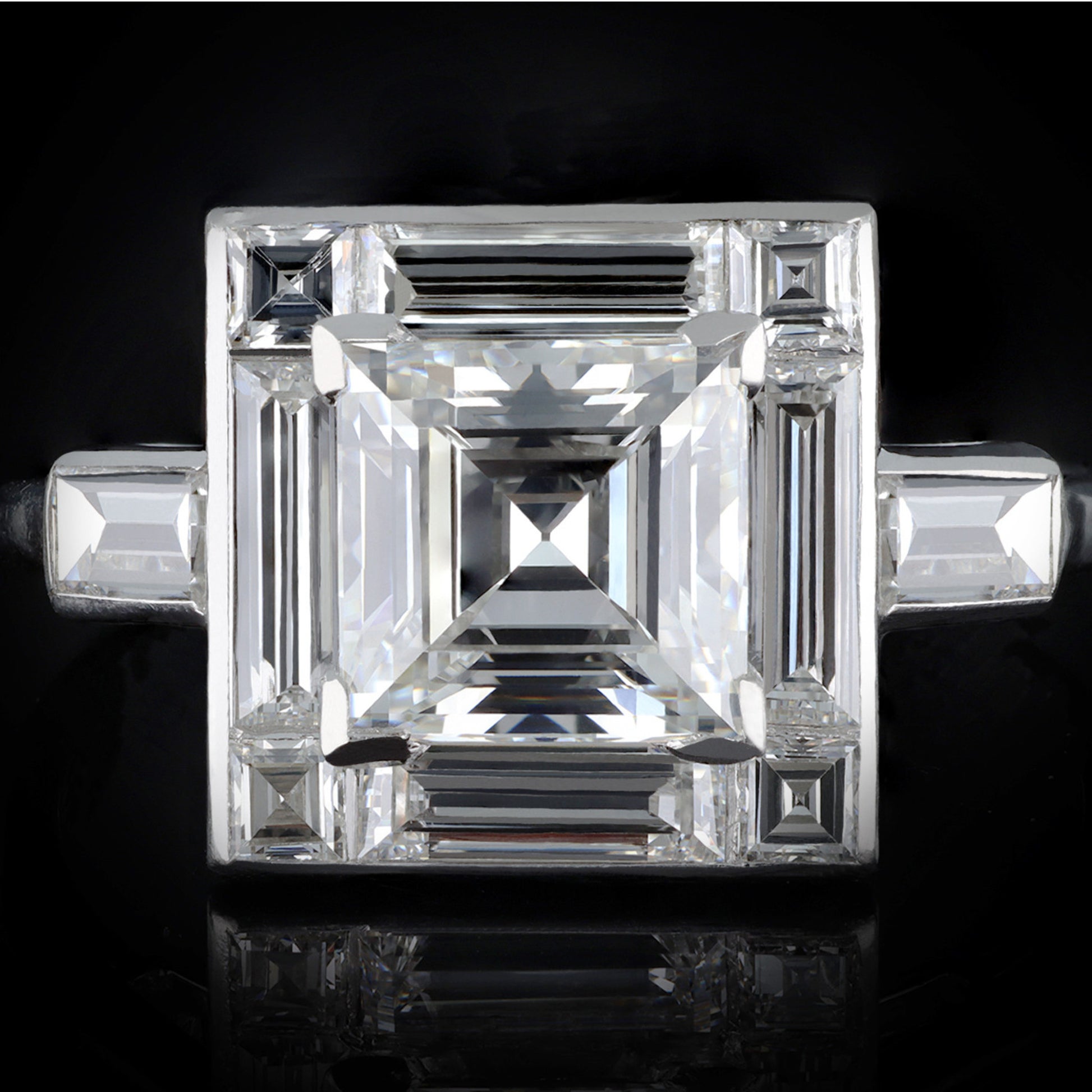 Cartier London Art Deco Platinum Diamond Ring front