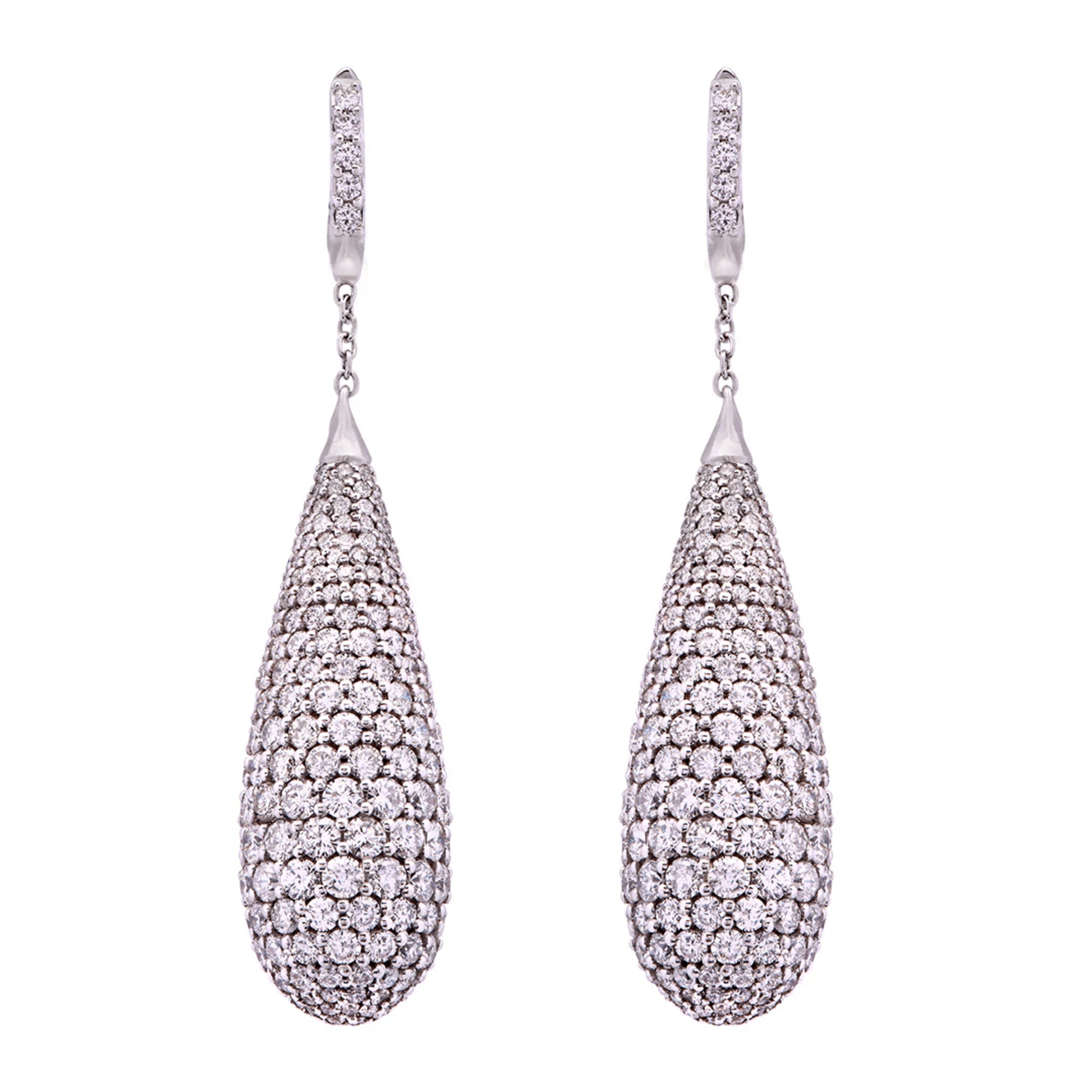 Contemporary 18KT White Gold Diamond Earrings front