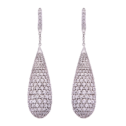 Contemporary 18KT White Gold Diamond Earrings front