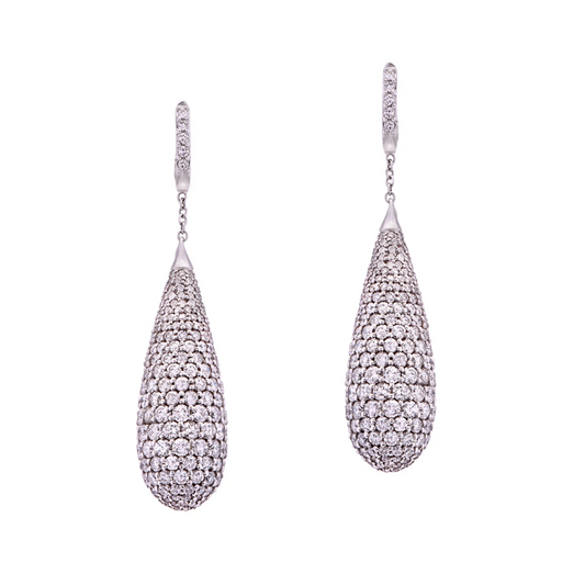 Contemporary 18KT White Gold Diamond Earrings front