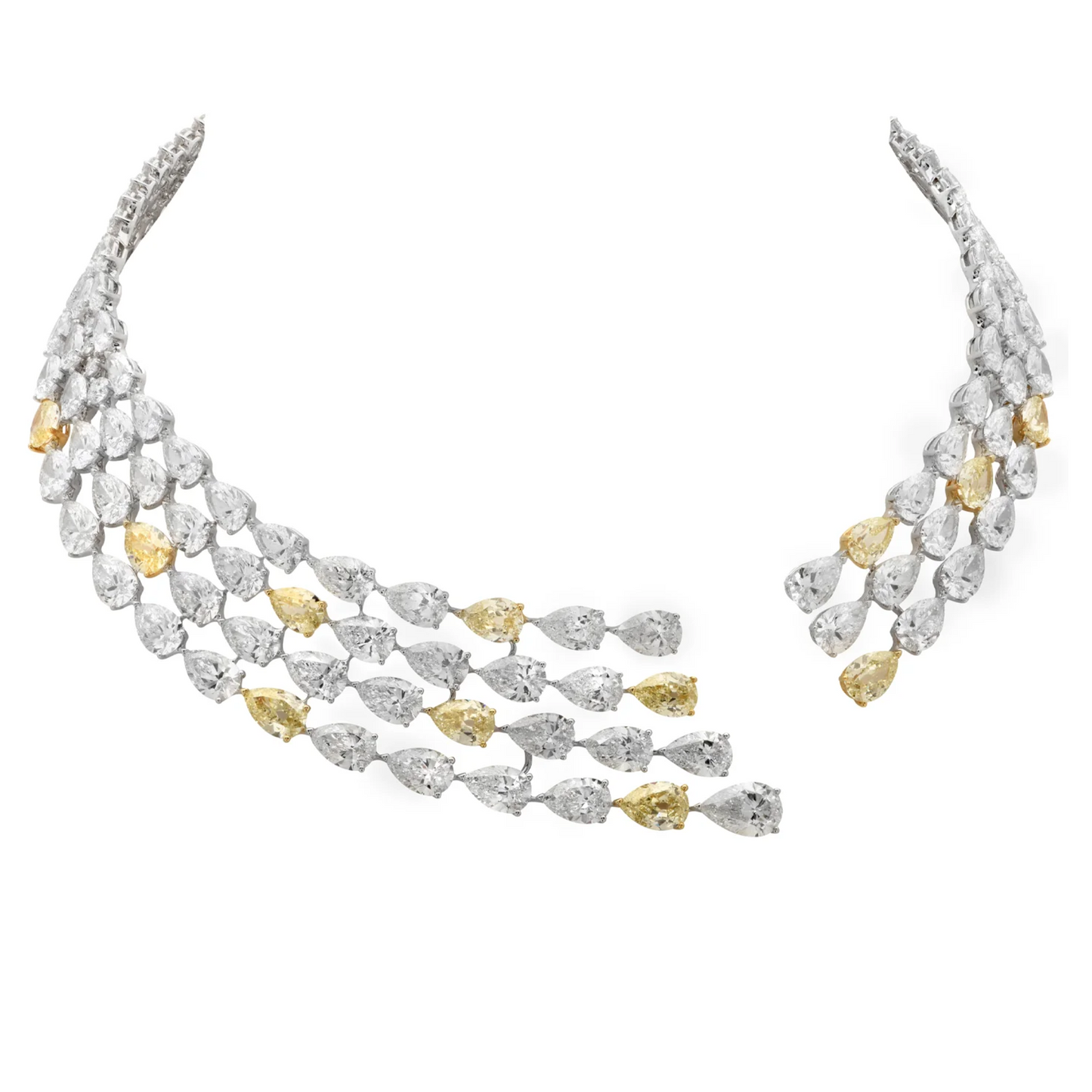 Contemporary 18KT White & Yellow Gold Diamond Necklace front