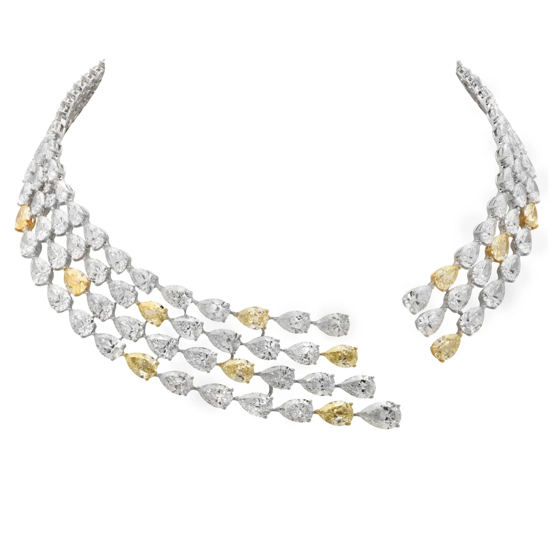 Contemporary 18KT White & Yellow Gold Diamond Necklace front