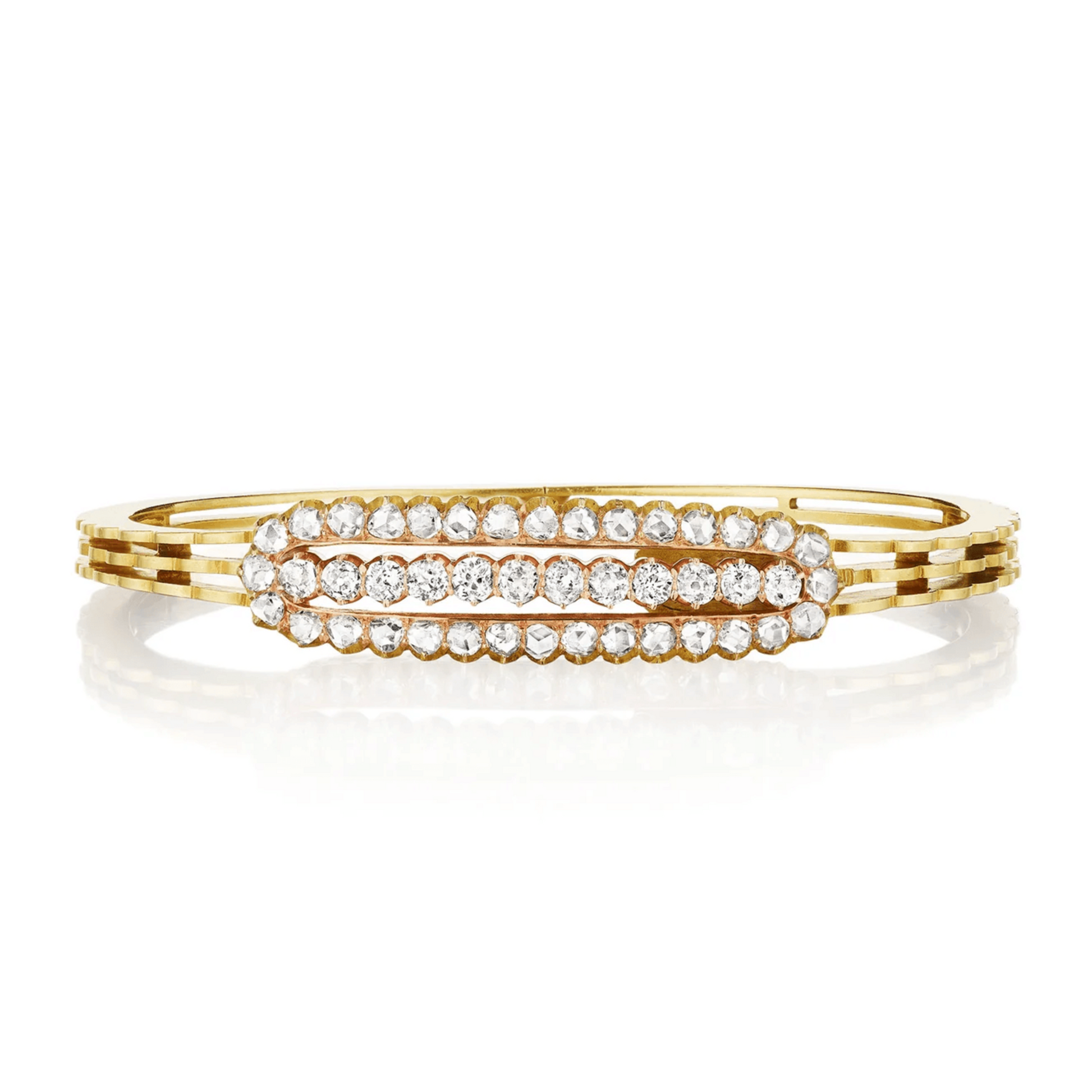Russian Victorian 14KT Yellow Gold Diamond Bracelet front