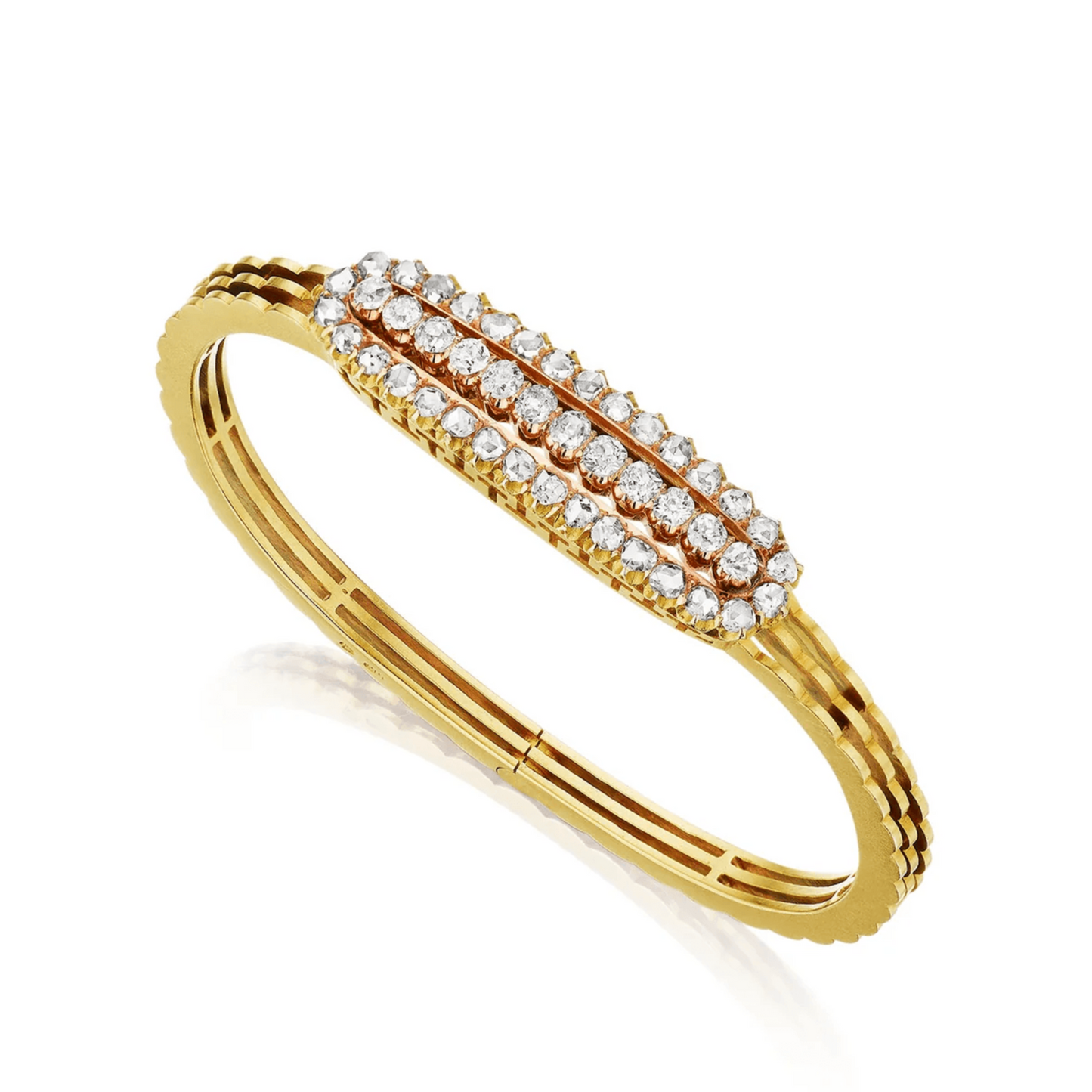 Russian Victorian 14KT Yellow Gold Diamond Bracelet front