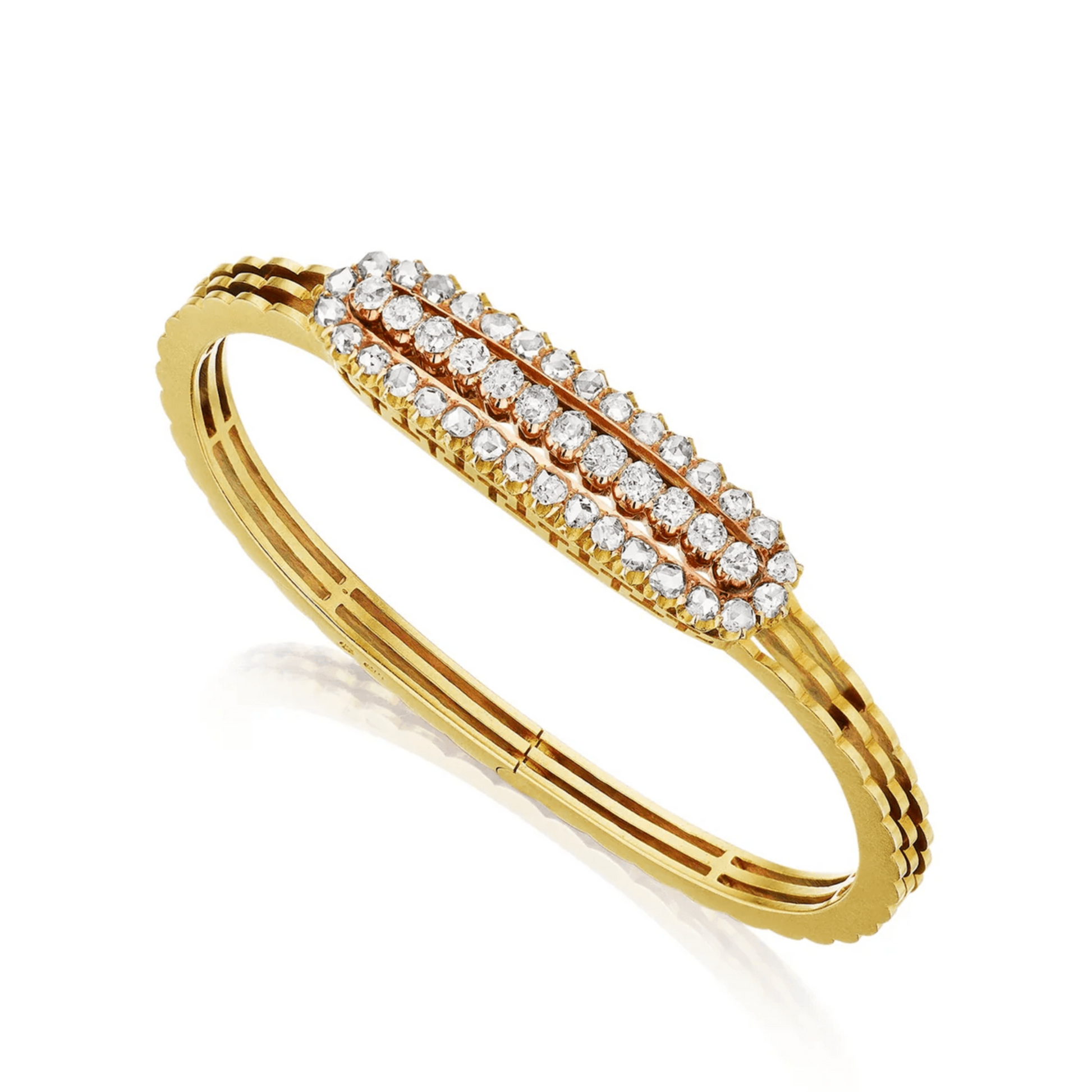 Russian Victorian 14KT Yellow Gold Diamond Bracelet front