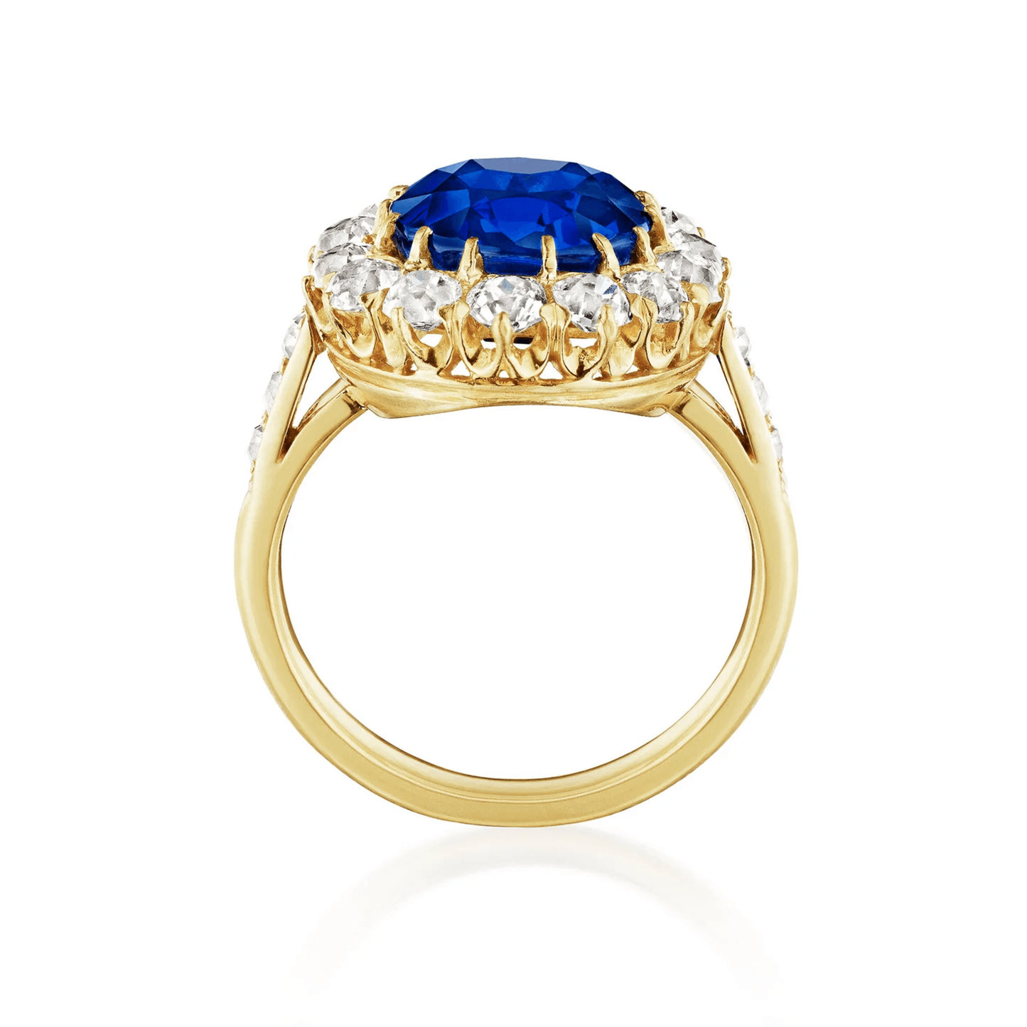 Edwardian 18KT Yellow Gold Sapphire & Diamond Ring profile
