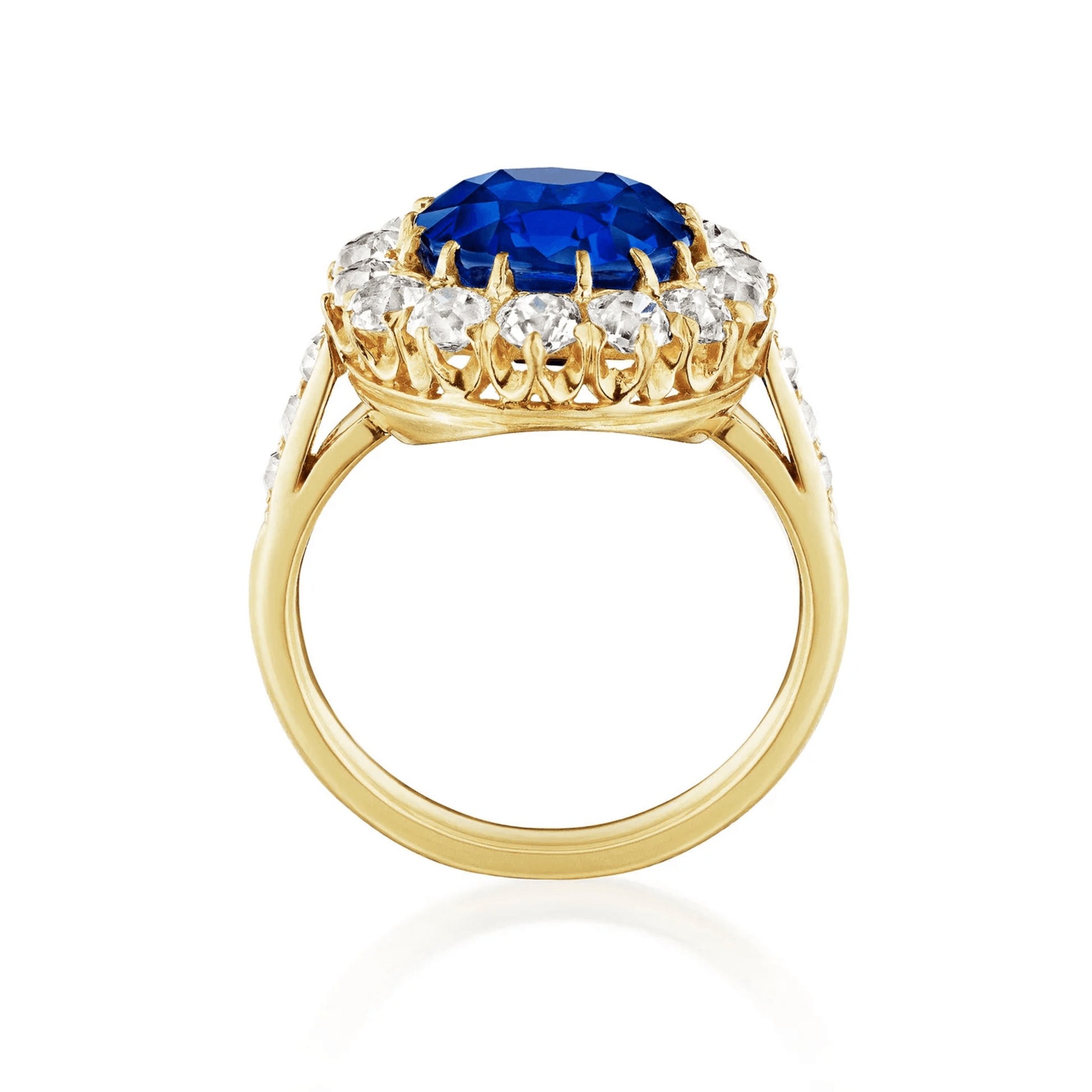 Edwardian 18KT Yellow Gold Sapphire & Diamond Ring profile