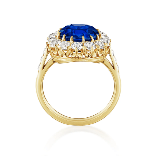 Edwardian 18KT Yellow Gold Sapphire & Diamond Ring profile