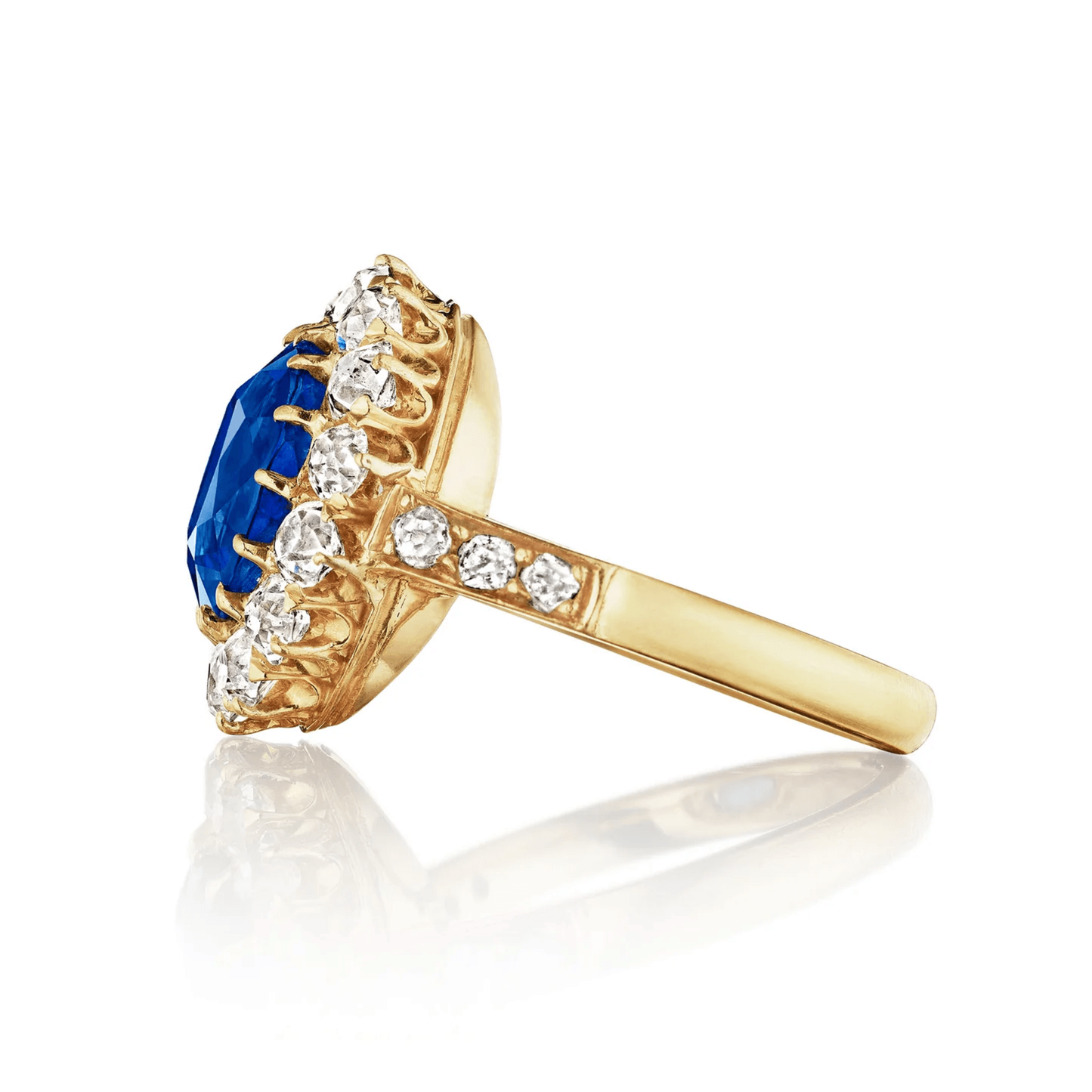 Edwardian 18KT Yellow Gold Sapphire & Diamond Ring side