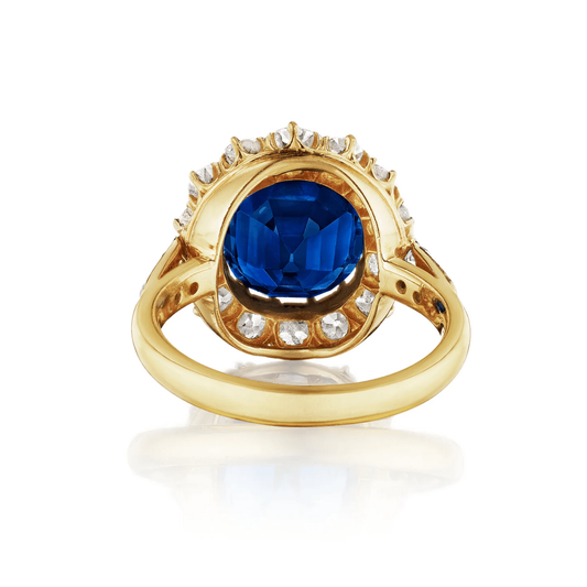 Edwardian 18KT Yellow Gold Sapphire & Diamond Ring back