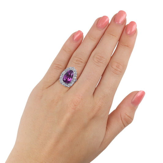 Edwardian Platinum & 18KT White Gold Sapphire & Diamond Ring on hand