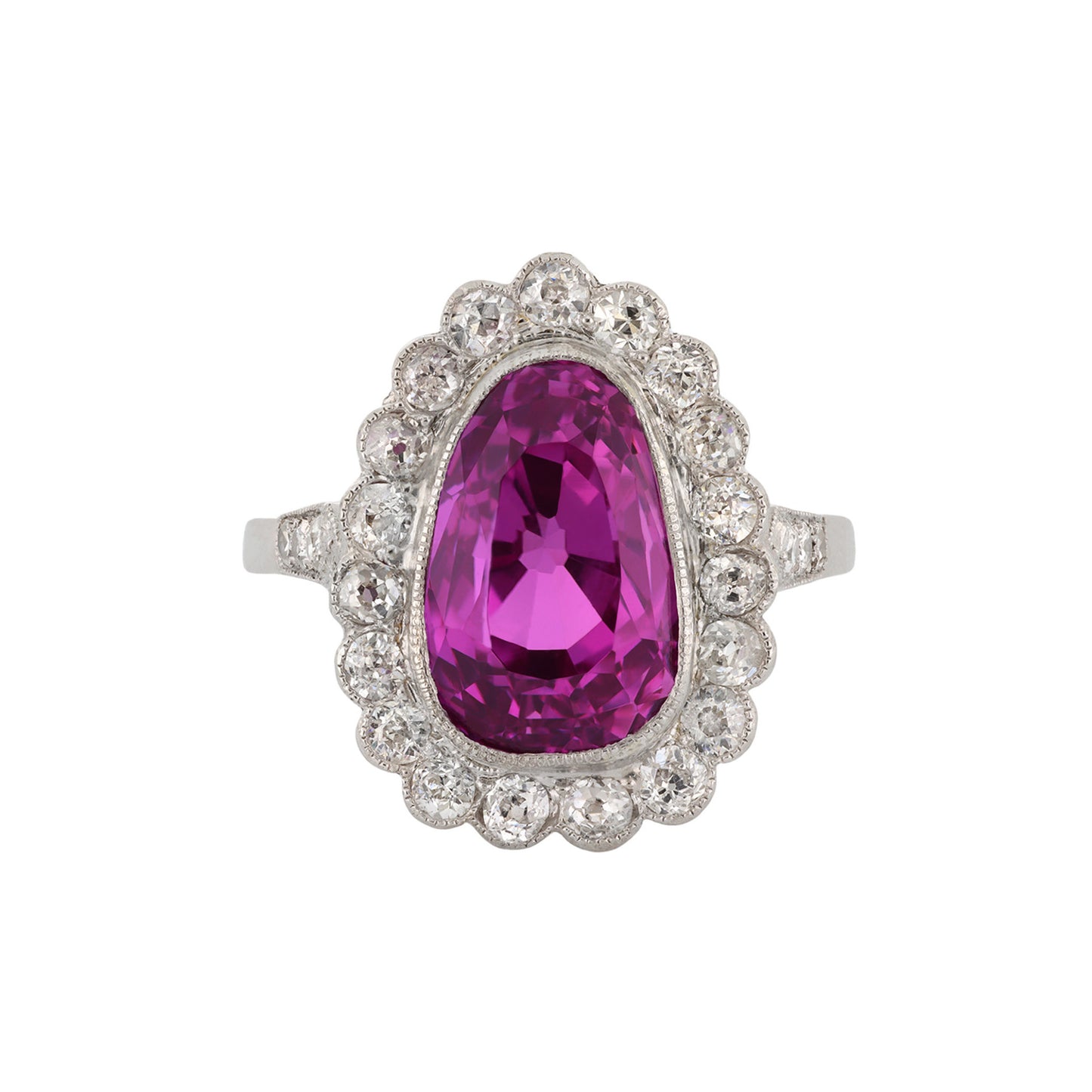 Edwardian Platinum & 18KT White Gold Sapphire & Diamond Ring front