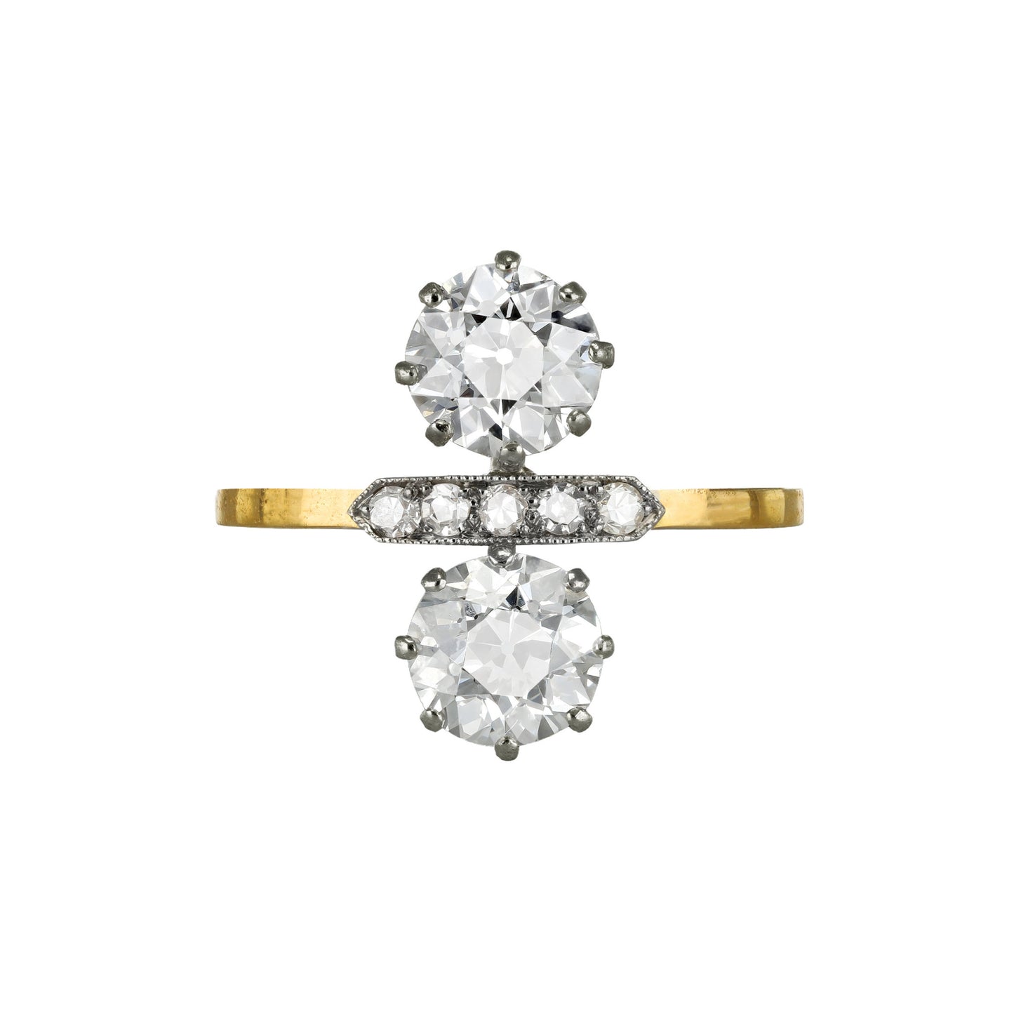 Edwardian Platinum & 18KT Yellow Gold Diamond Ring front