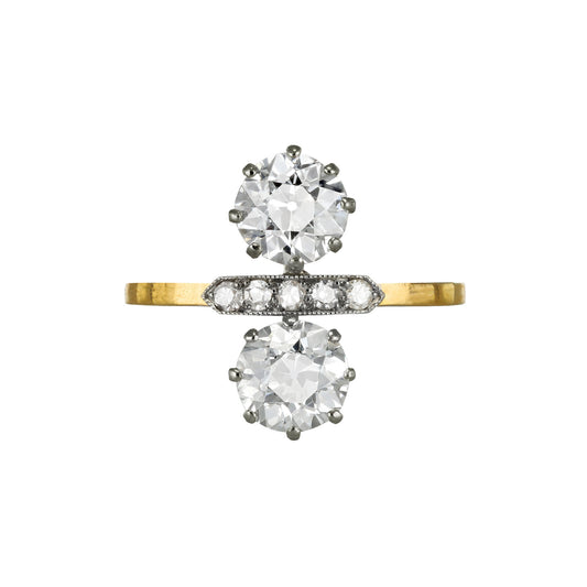 Edwardian Platinum & 18KT Yellow Gold Diamond Ring front